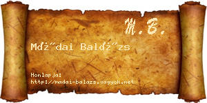 Mádai Balázs névjegykártya
